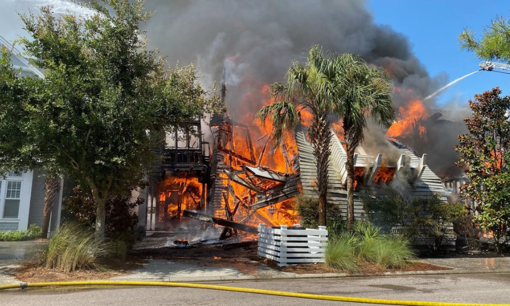 Home with severe fire damage in South Florida.
