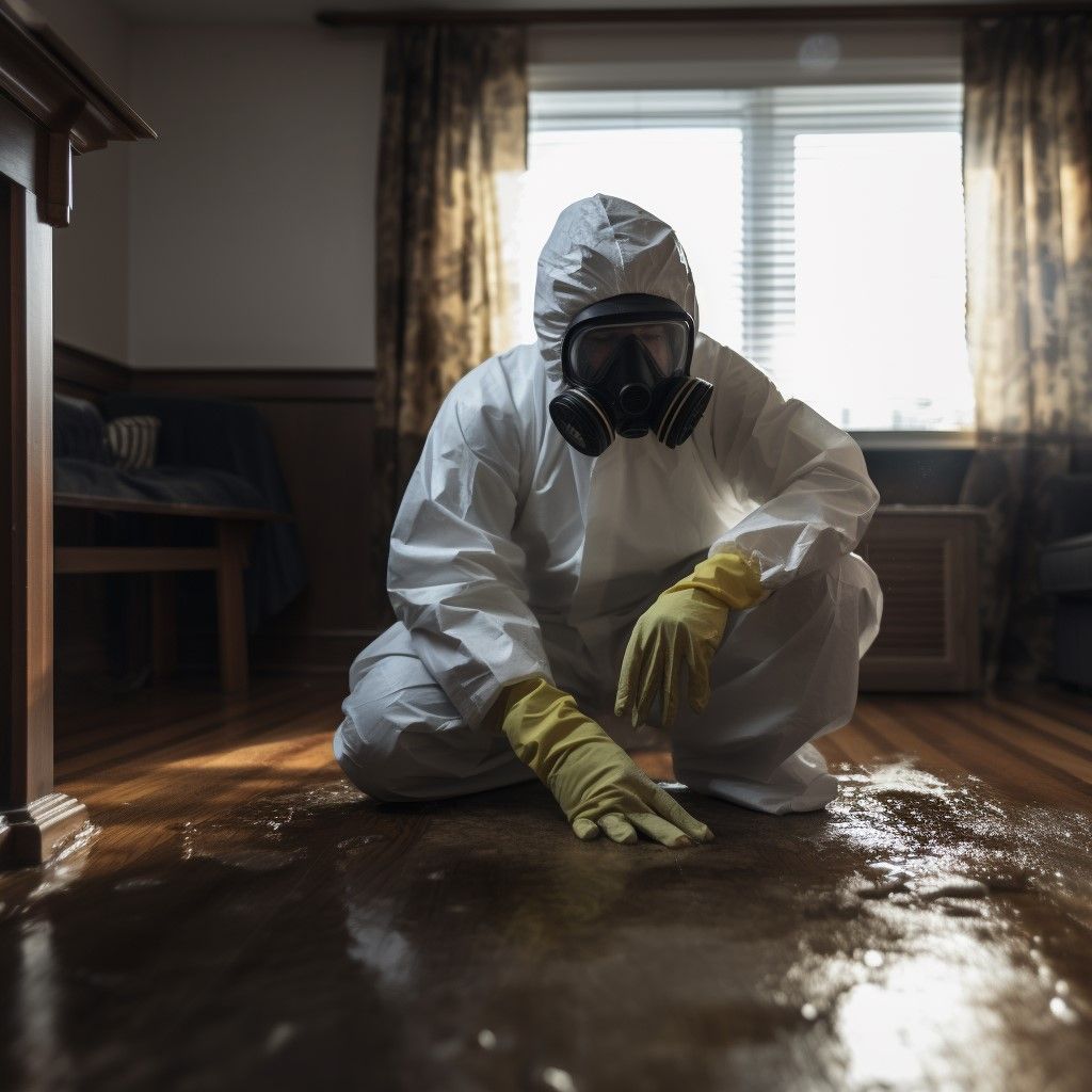 Blood stains found during biohazard cleanup service.
