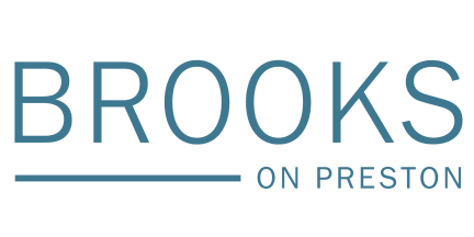 "BROOKS ON PRESTON" text logo in teal. Underlined "BROOKS," with "ON PRESTON" below.
