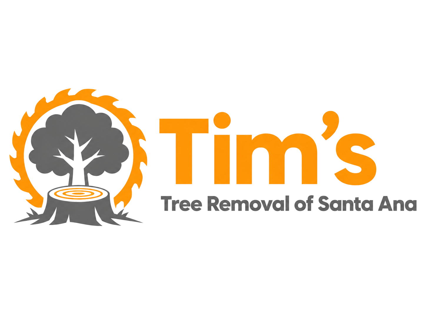 Tim’s Tree Removal of Santa Ana logo with an orange and gray tree design, arborist icon, and clean professional branding.