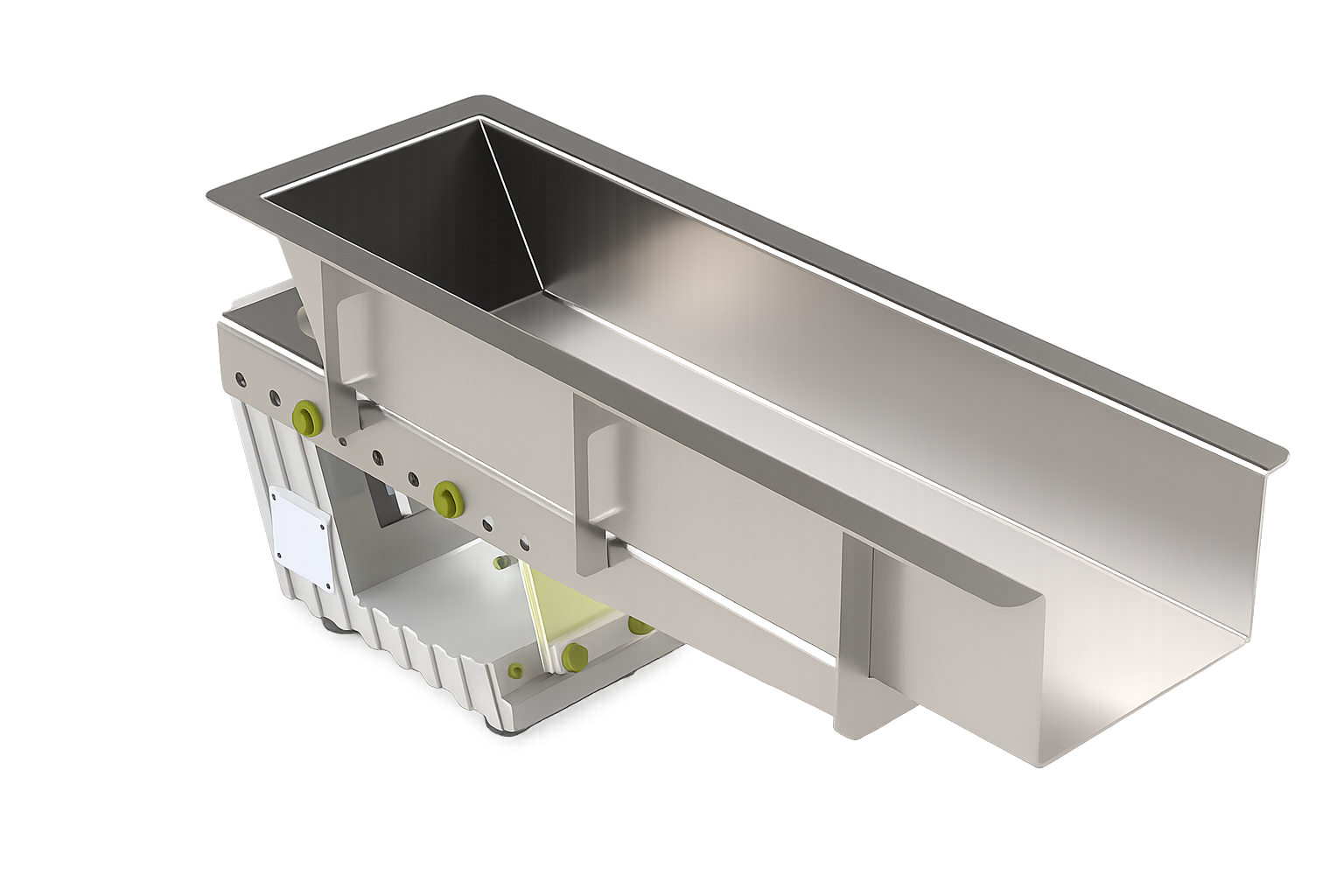 render of a stainless electromagnetic feeder unit