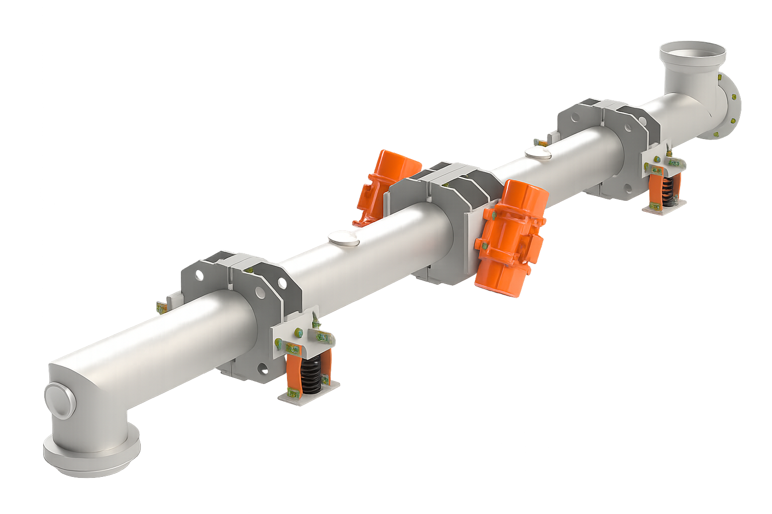 Render of a Vibratory Tube Conveyor