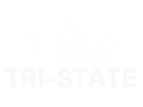 PCS logo with stylized white arc and text 