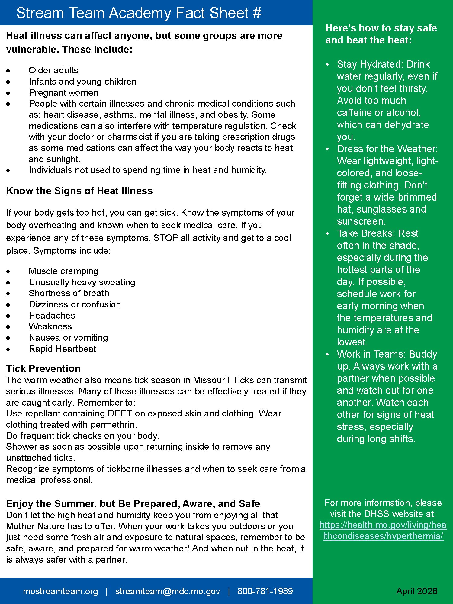 Screening sheet with text sections on white and green background, titled “Scan Academy Fact Sheet #1”