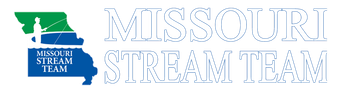 A logo for missouri stream team with a map of missouri