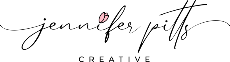 A black and white logo for jennifer pitts creative