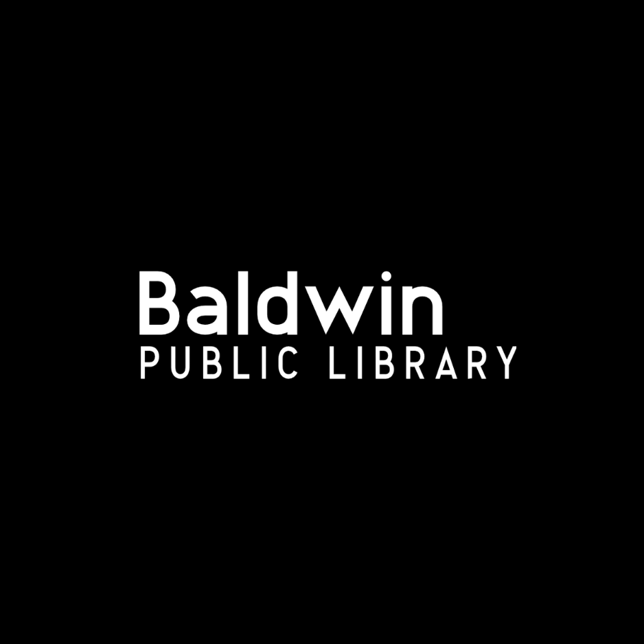 Baldwin Public Library logo in white text on a black background