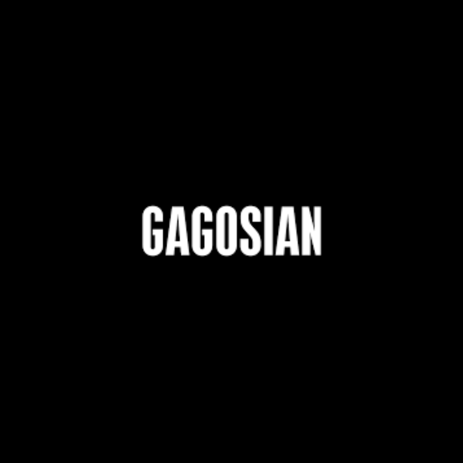 Black background with white “GAGOSIAN” text centered in the middle.