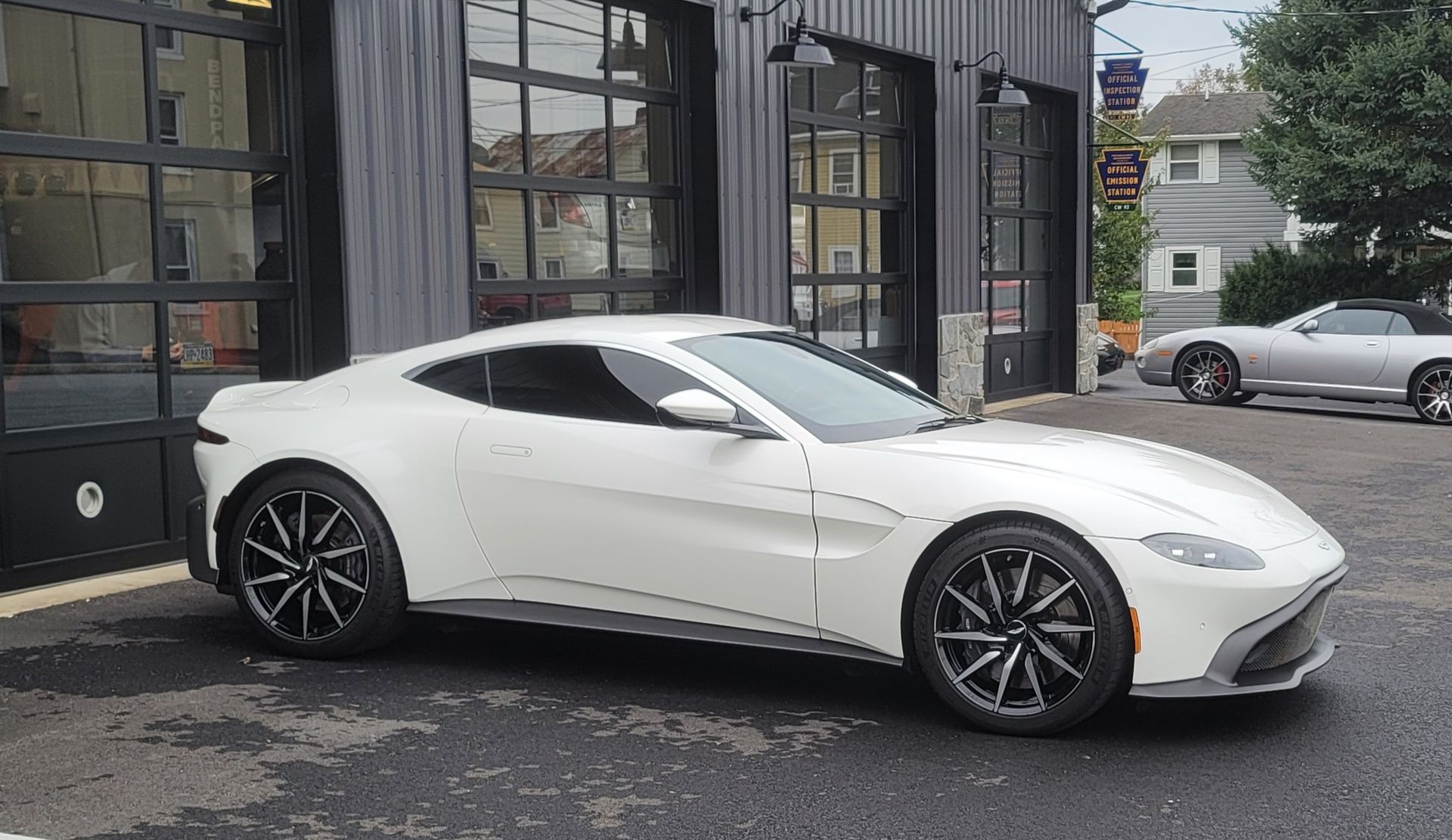 White car parked outside our garage bay in Hummelstown, PA | Crowne Automotive