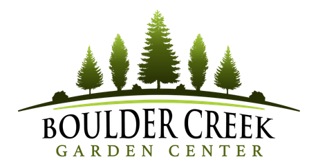 Boulder Creek Garden Center logo with green trees above the name on a white background