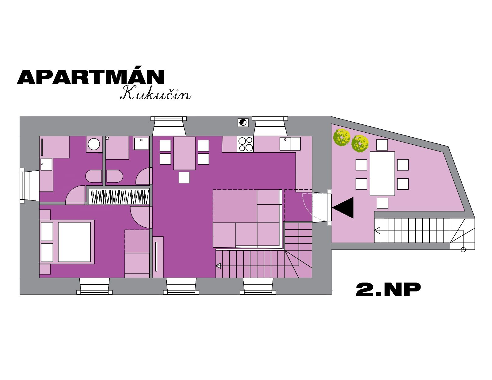 Pôdorys apartmánu Kukučín