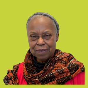 A photo of an African American woman with a leopard print scarf