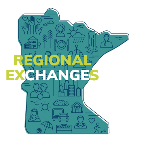 a blue map of the state of Minnesota with the words Regional Exchanges