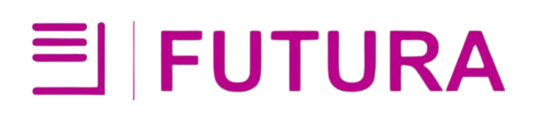 Un logo futura viola su uno sfondo bianco