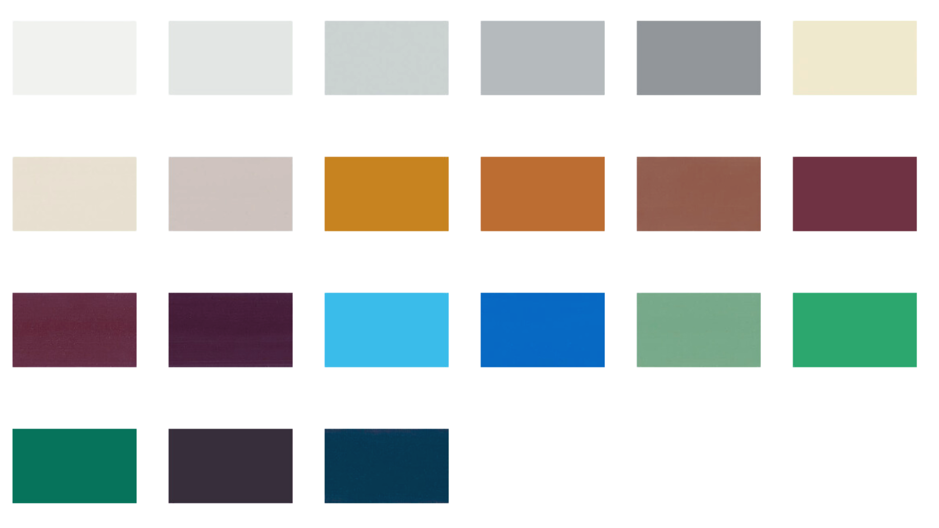 Una tavolozza di quadrati di diversi colori su uno sfondo bianco.