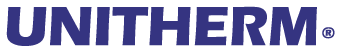 Un logo blu e bianco per unitherm su uno sfondo bianco
