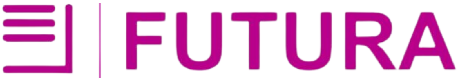 Un logo futura viola su uno sfondo bianco