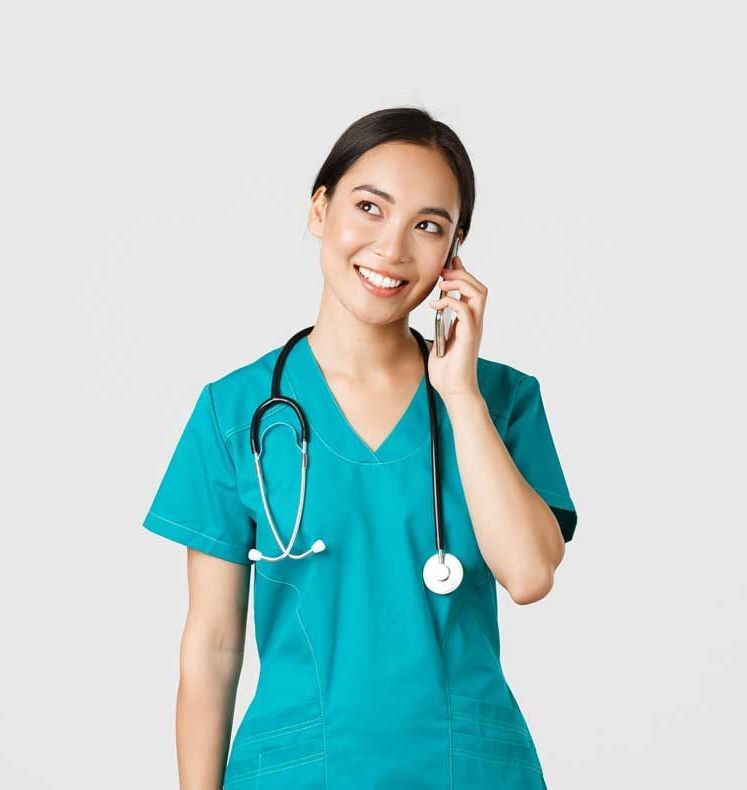 A vet technician calls for ultrasound support.