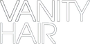 Logo di Vanity Hair in lettere dal contorno sottile su sfondo bianco.