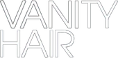 Logo di Vanity Hair in lettere dal contorno sottile su sfondo bianco.