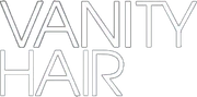 Logo di Vanity Hair in lettere dal contorno sottile su sfondo bianco.