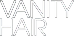 Logo di Vanity Hair in lettere dal contorno sottile su sfondo bianco.
