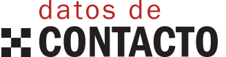 Texto “datos de contacto” en rojo y negro sobre fondo blanco, junto a un pequeño patrón de cuadros negros.