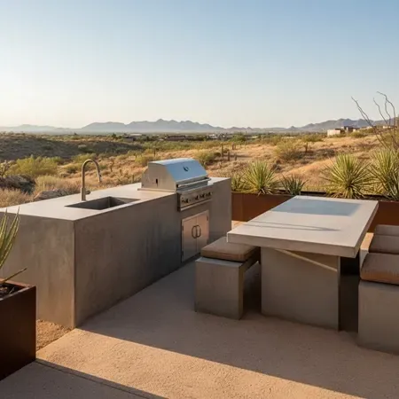 Durable concrete outdoor kitchen El Paso
