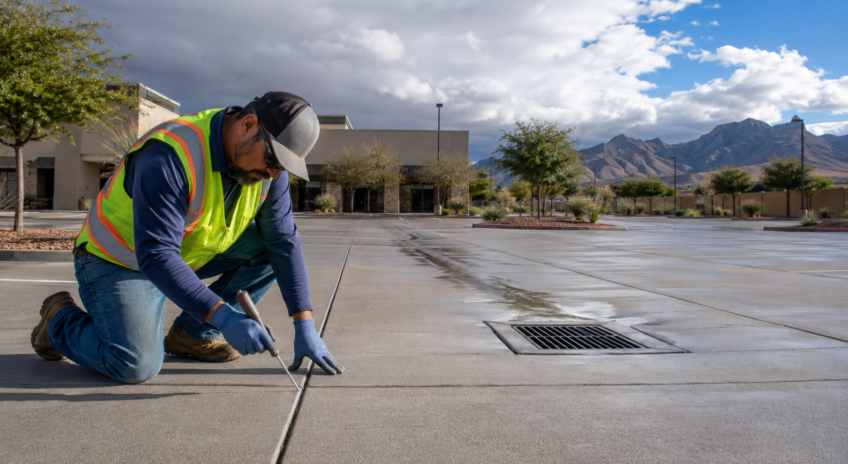 El Paso Concrete Joint Maintenance being performed by professional concrete expert.