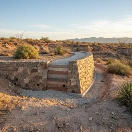 El Paso retaining rock wall construction