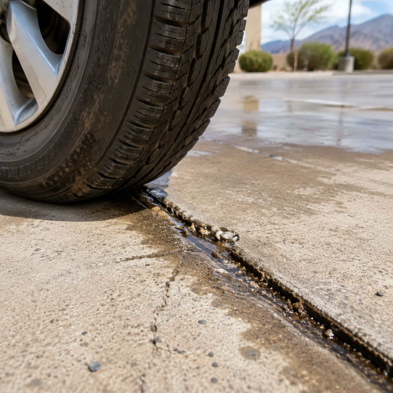 A small concrete defect becoming worse do to water being allowed to reach the supporting base. 