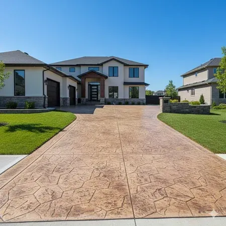 Stamped concrete driveway in El Paso