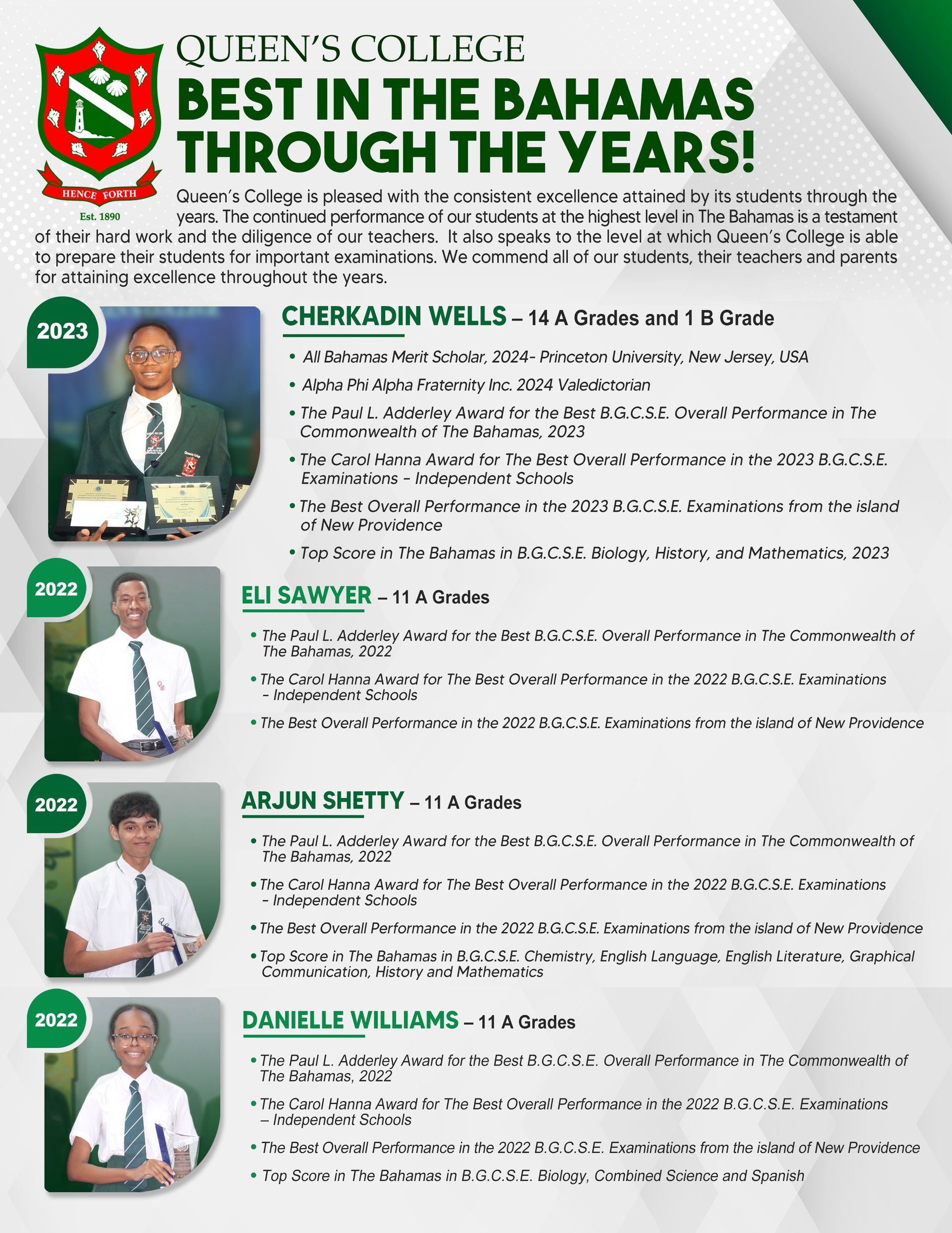A poster that says queen 's collect best in the bahamas through the years