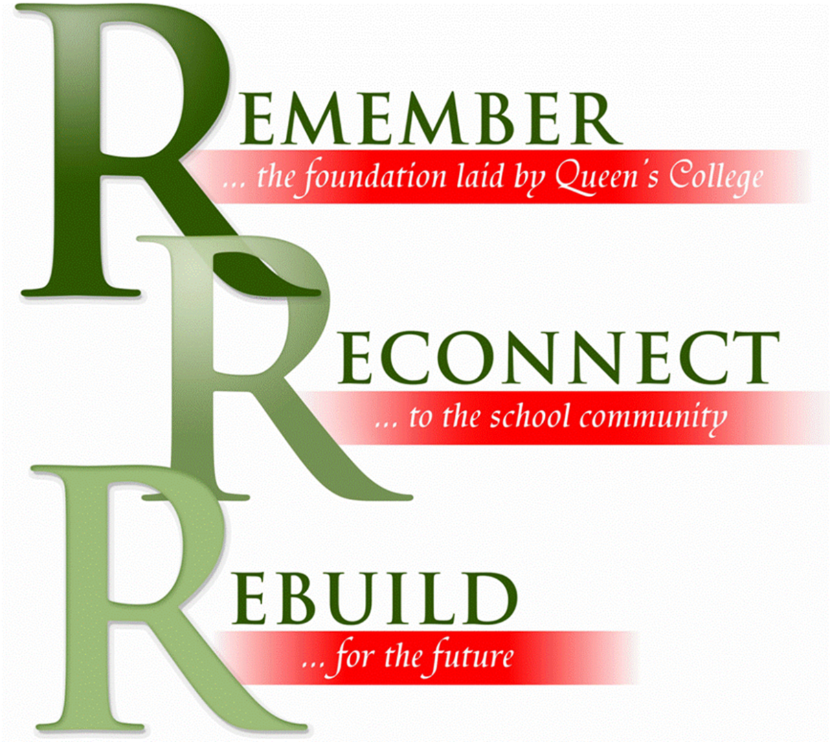 A logo that says remember reconnect and rebuild