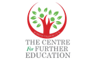 A logo for the centre for further education with a tree in the middle