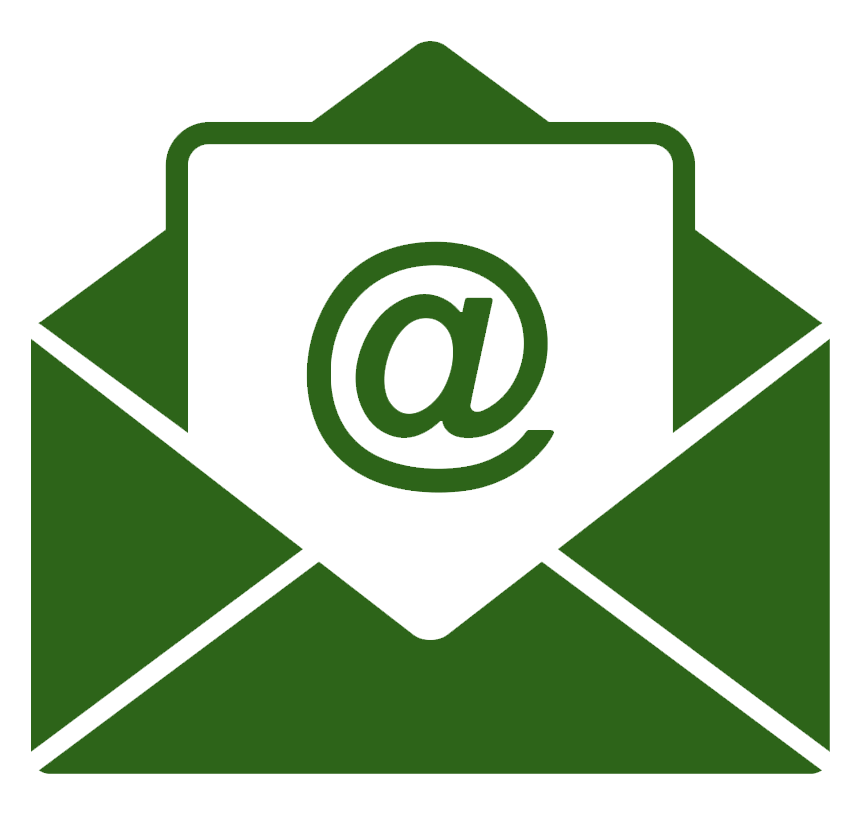 A green envelope with an at sign on it