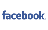 A blue facebook logo on a white background