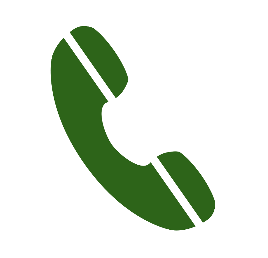 A green telephone icon on a white background