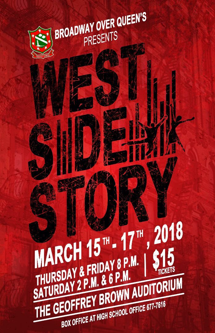 A poster for west side story on march 15th 17th 2018