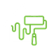 Green paint roller icon with a paint bucket on a white background