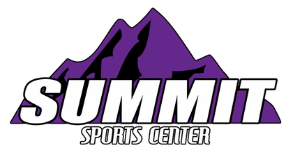 Summit Sports Center logo with purple mountain silhouette and bold white text