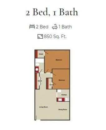Floor Plan: 2 Bed, 1 Bath
