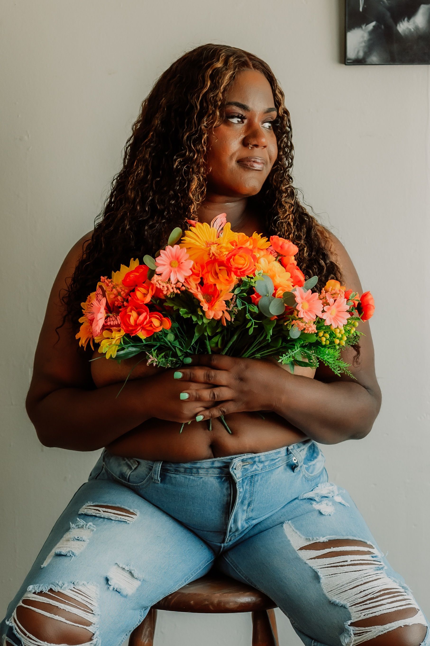 floral boudoir photo