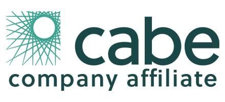 CABE company affiliate logo with teal sunburst icon and dark teal text