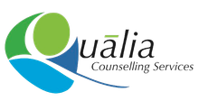 Logo that reads as Qualia Counselling Services in black, green, and blue text.