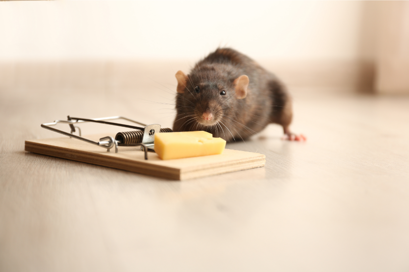 a picture of a rat in a trap
