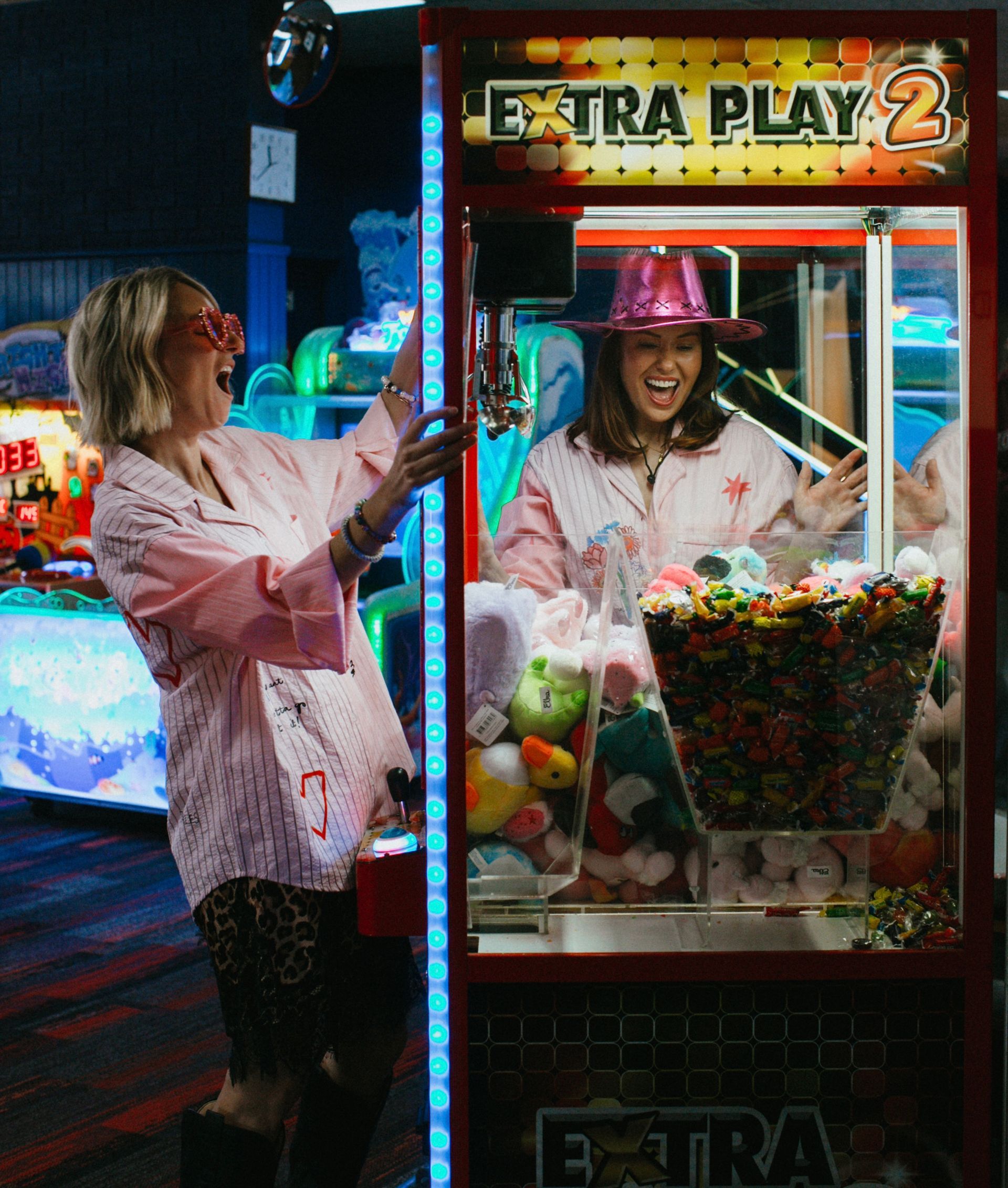 Two People at an Arcade Prize Machine, Smiling — Orange Tenpin Bowl in Orange, NSW