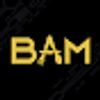 The word bam is written in yellow on a black background.