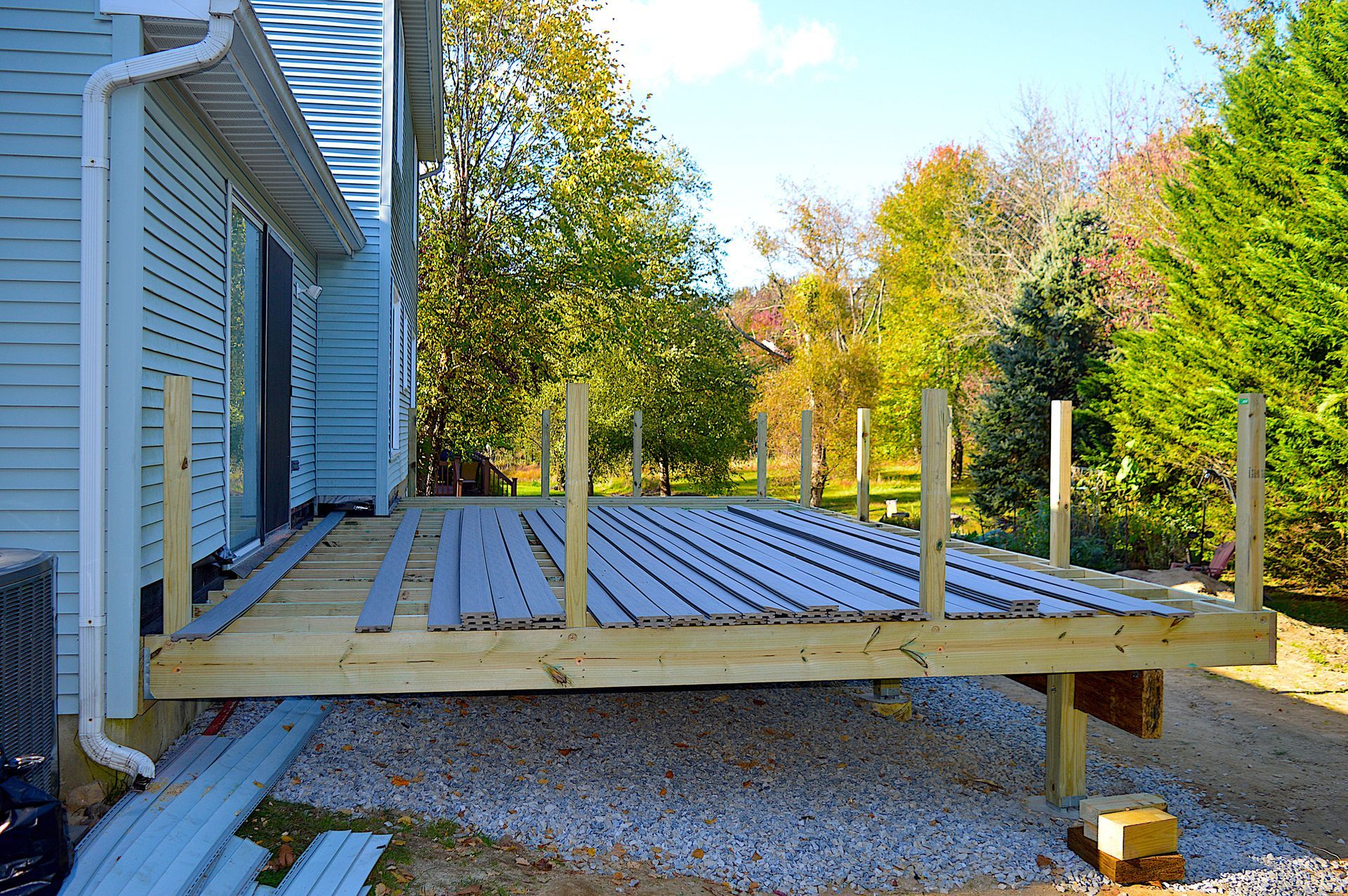 New deck installation in a home.