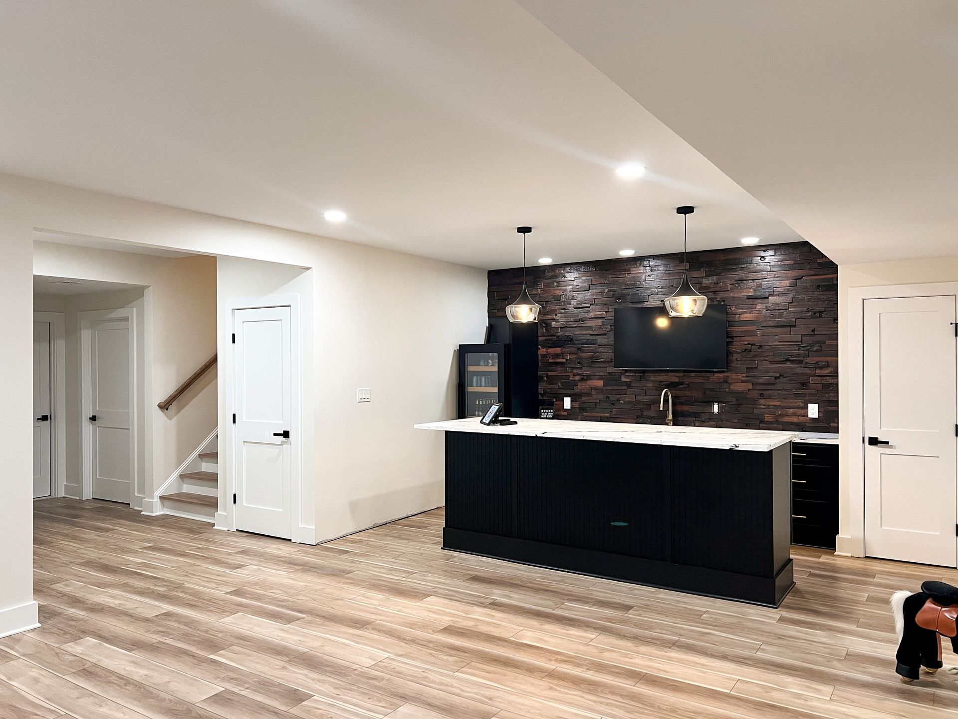 New Basement Flooring Installation over Concrete Slab Fulton MD.